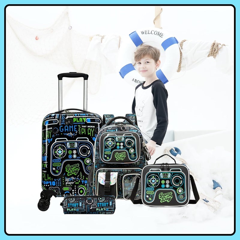 Inprof Kid’s Luggage Set 5 Piece Suitcase Set 16’’ Hardside Luggage with Spinner Wheels Girls Boys Carry on Luggage Travel Rolling Luggage Airline Approved - Image 5